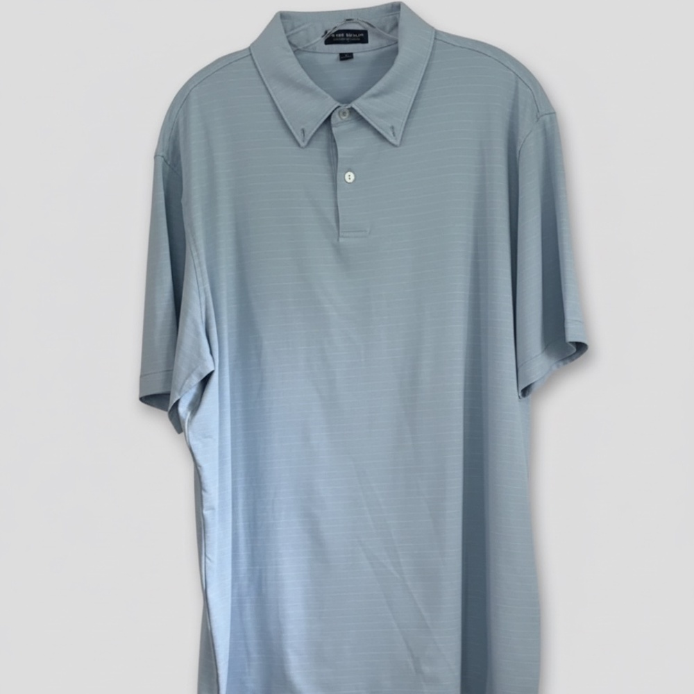 Peter Millar Light Blue Striped Polo Shirt